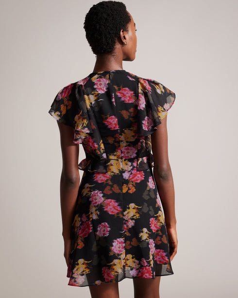 TIIAH-Dresses-Step into effortless elegance with our TIIAH dress. Our glitched floral print offers contemporary style, while the peplum waist enhances the silhouette. It is the ideal option for anyone looking for both style and sophistication. Mini dress Glitched floral print Angel sleeves A-line silhouette Peplum frilled waist Zip fastening Silvia is 5'11" / 1.8m and wears Black in a Ted size 1- Ted Baker Romania